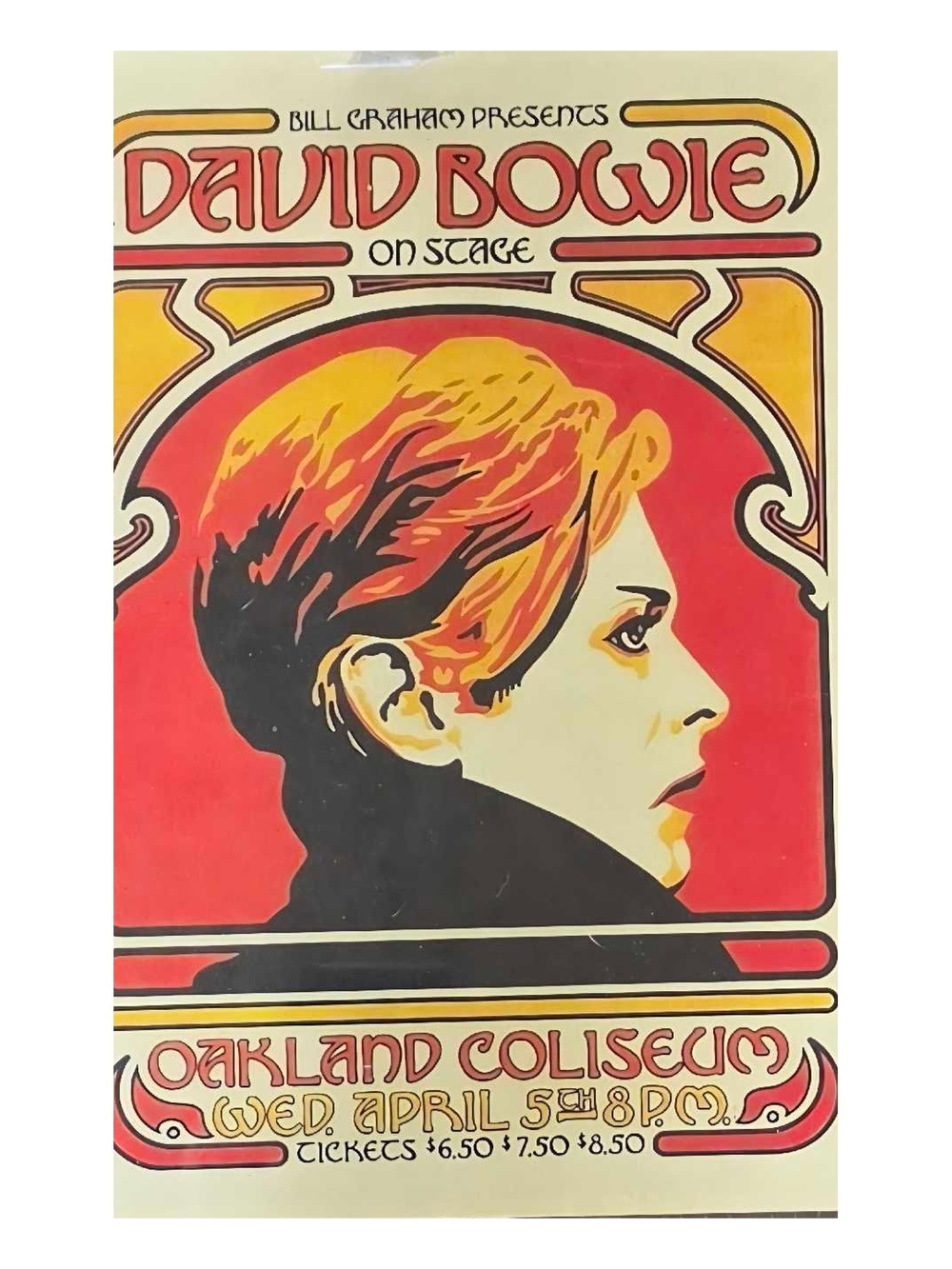 David Bowie On Stage Retro Wall Art Poster - Red, Black, Yellow